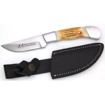Wild Turkey Handmade Burned Bone Handle Fixed Blade Knife WT-2BB